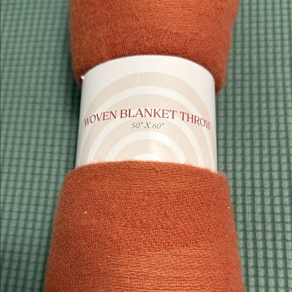 Terracotta Woven Blanket Throw New 50”X60”